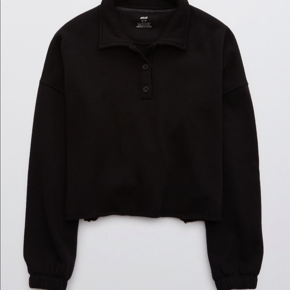 Aerie Fleece-of-mind cropped polo sweatshirt